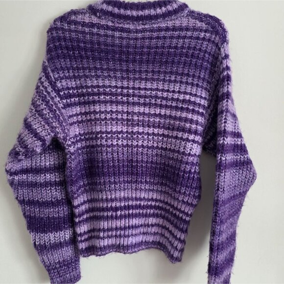 ZARA | Striped Crewneck Sweater Purple sz M - Picture 6 of 8